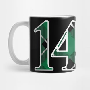 14 Sports Jersey Number Green Black Flannel Mug